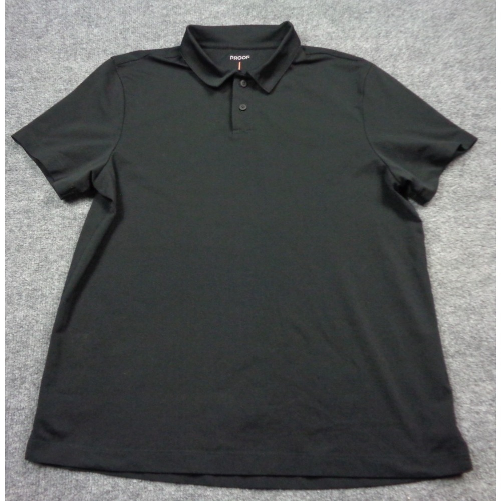 Proof Polo Shirt Mens M Black Short Sleeve Jersey Tagless Casual Top